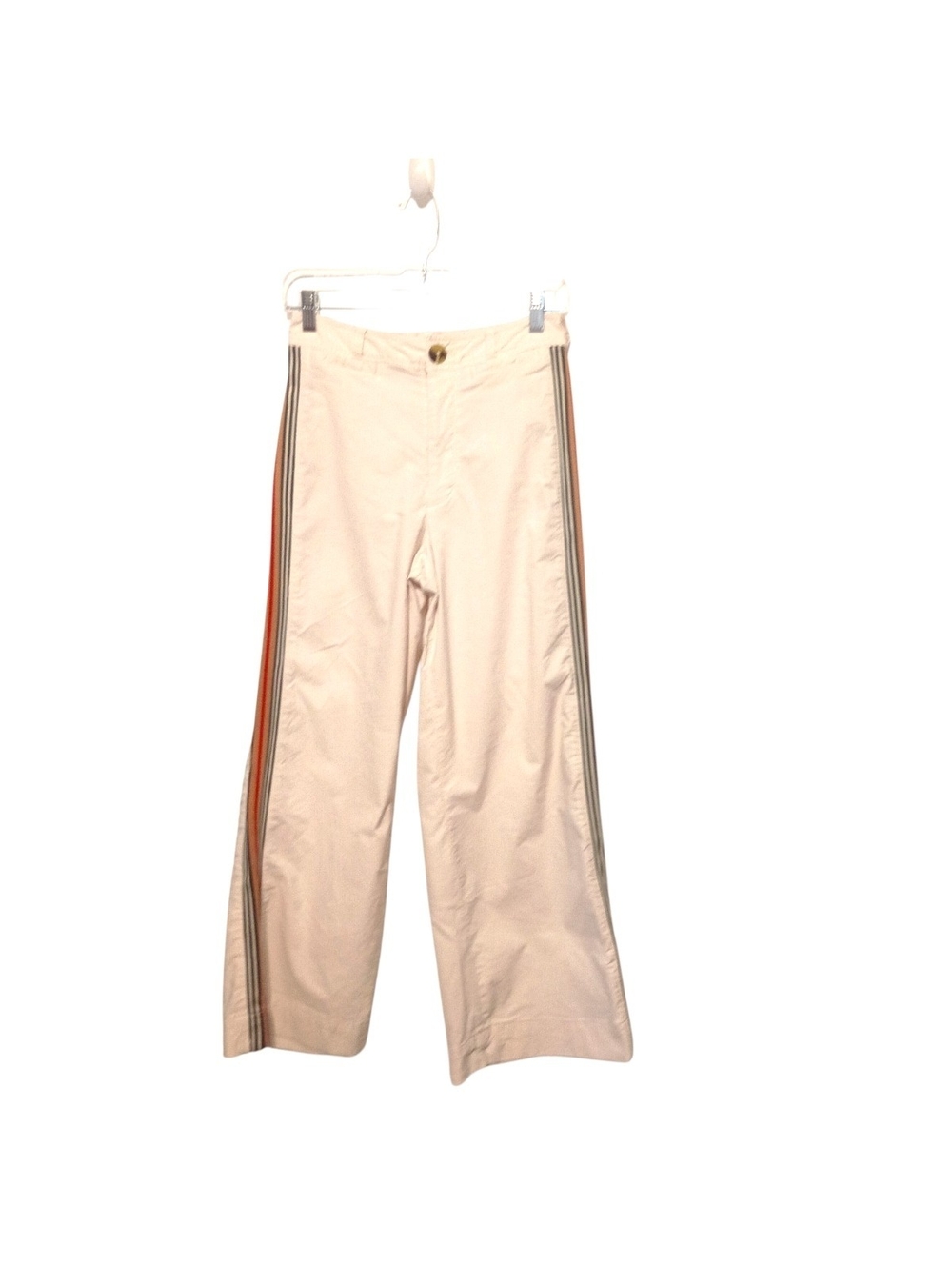 Maeve Cream Boot-Cut Pants with Side Stripe